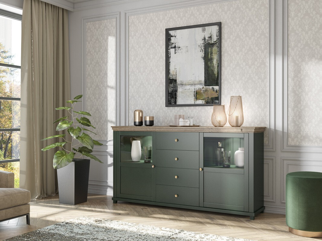 Komoda Tolnue 103 (Tamno zelena + Храст лефкас)