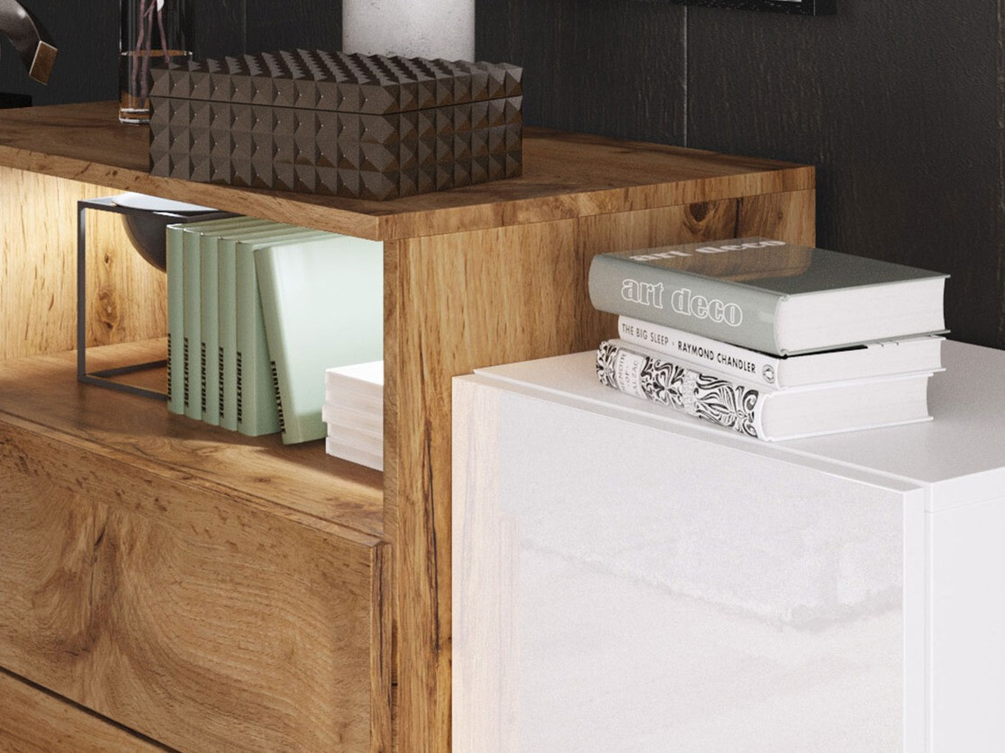 Komoda Sarasota 127 (Belo + Sjajno belo)