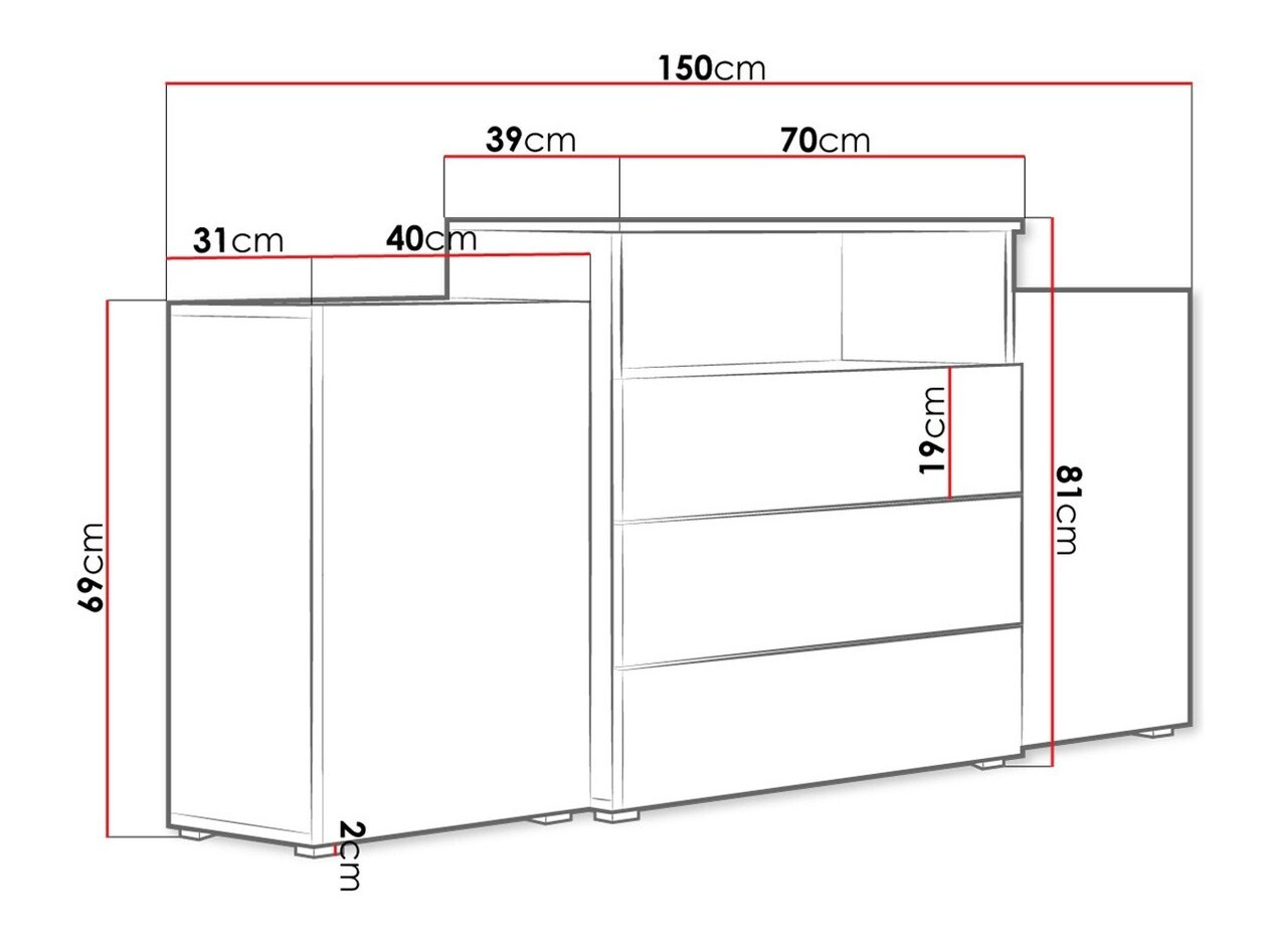 Komoda Sarasota 127 (Belo + Sjajno belo)