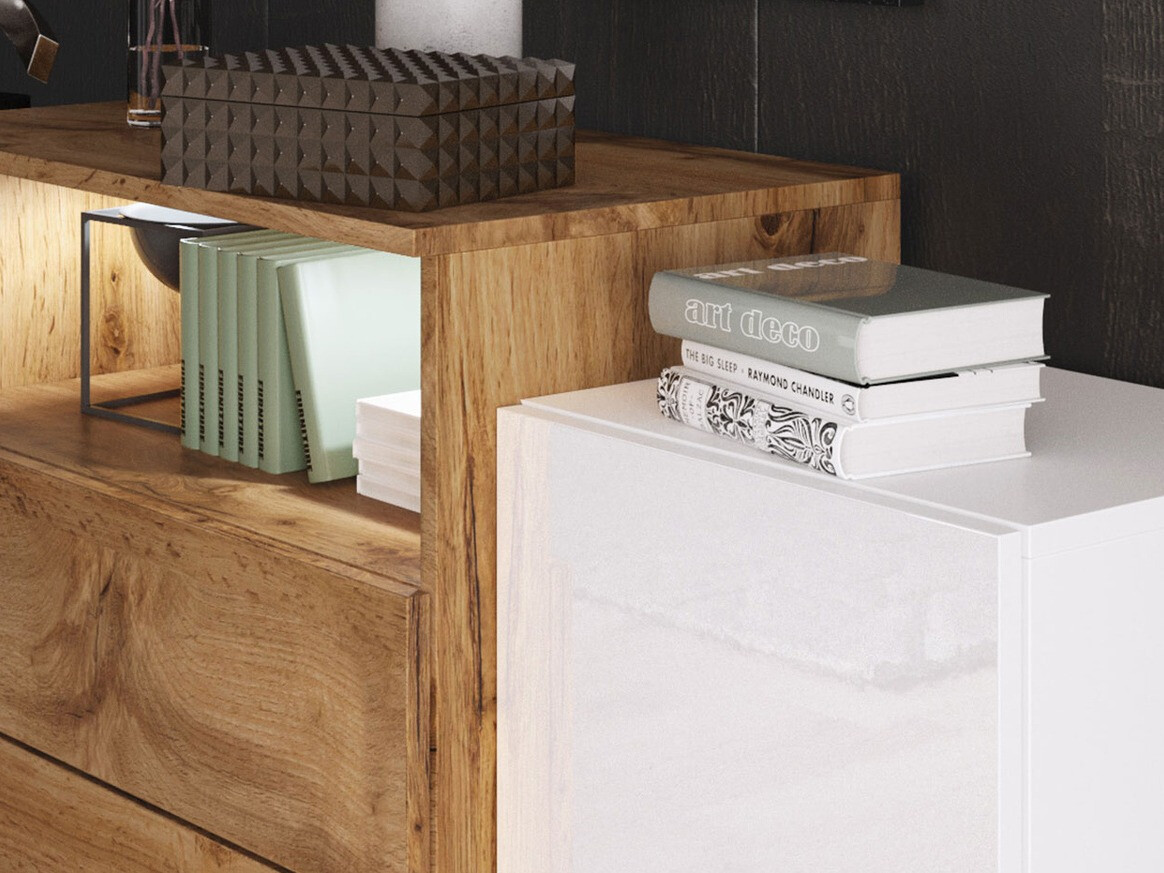 Komoda Sarasota 127 (Belo + Sjajno belo)