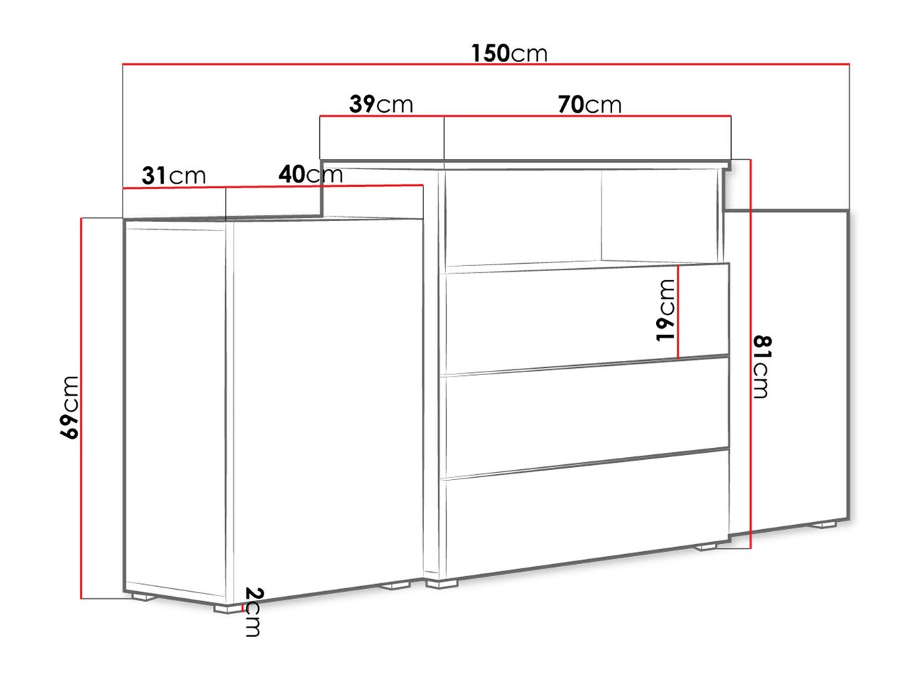 Komoda Sarasota 127 (Вотан храст)