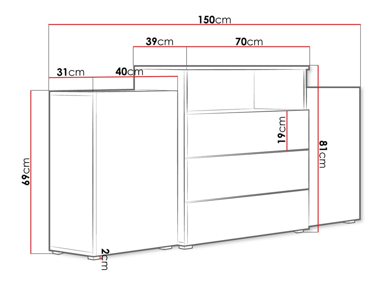 Komoda Sarasota 127 (Вотан храст)