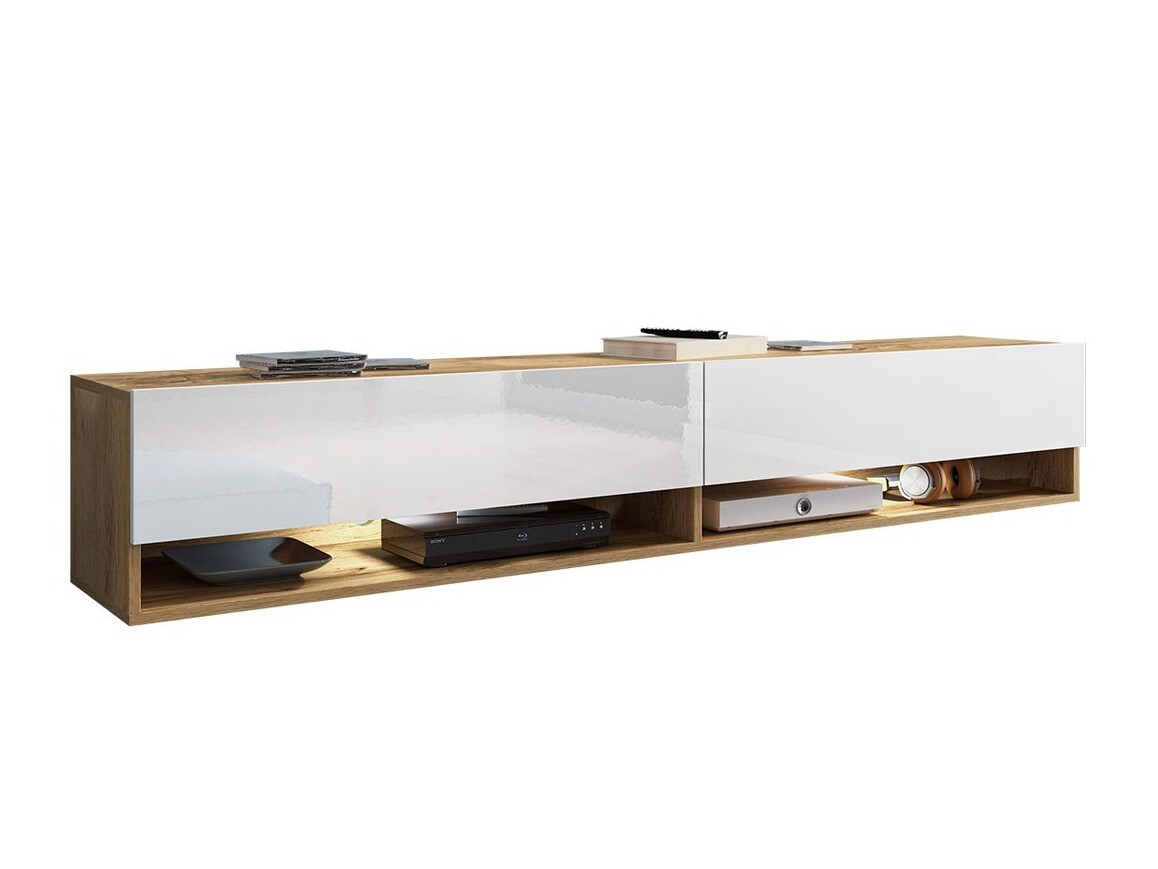 TV komoda Sarasota 119 (Hrast Votan + Sjajno belo)