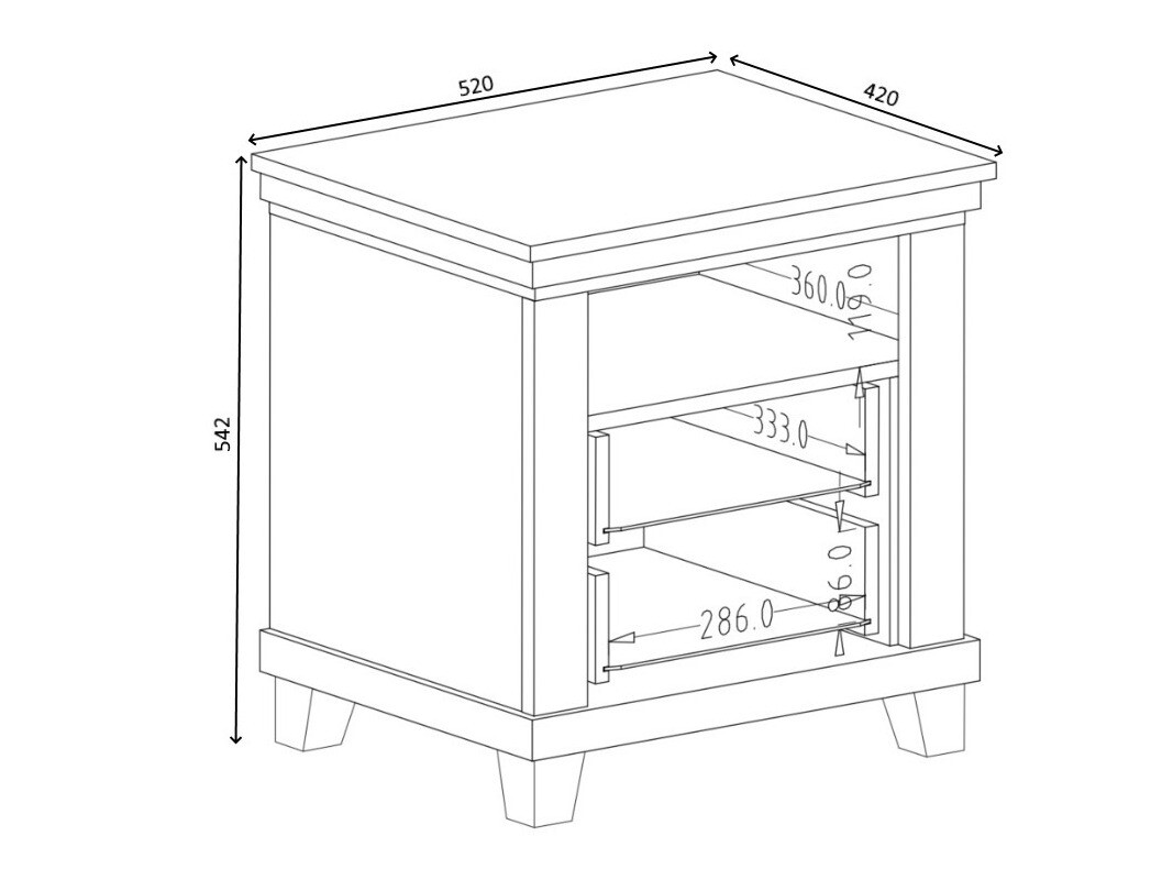 Noćni ormarić Tolnue 117 (Tamno zelena + Храст лефкас)