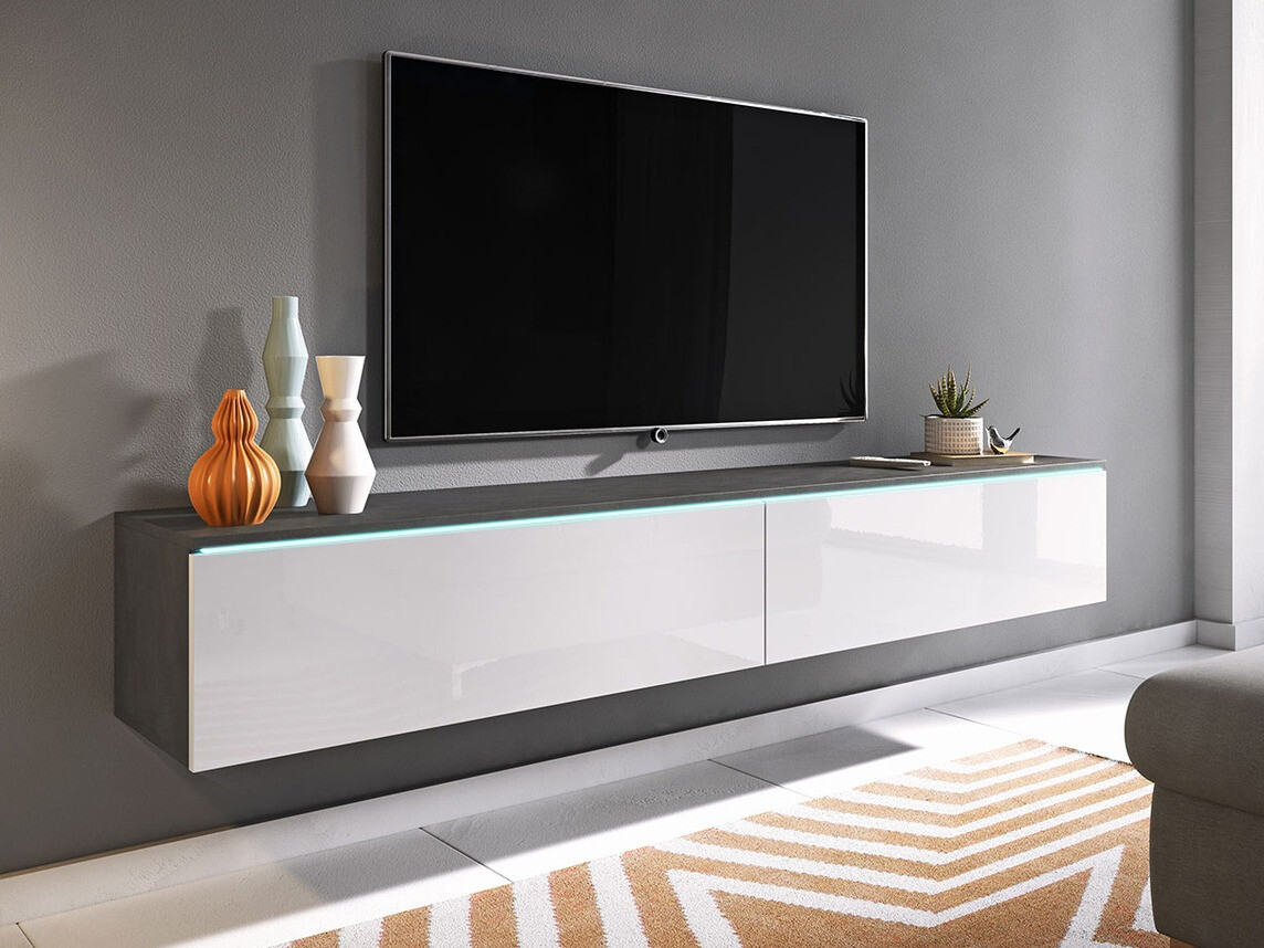 TV komoda Scientia I (Matera siva + Sjajno belo)