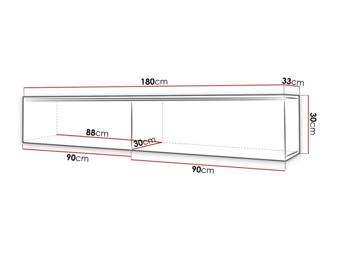 TV sto Sarasota 121 (Matera siva + Sjajno belo)