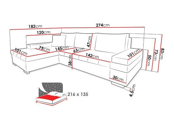 Ugaona sofa Comfivo 121 (Soft 017 + Lux 06)
