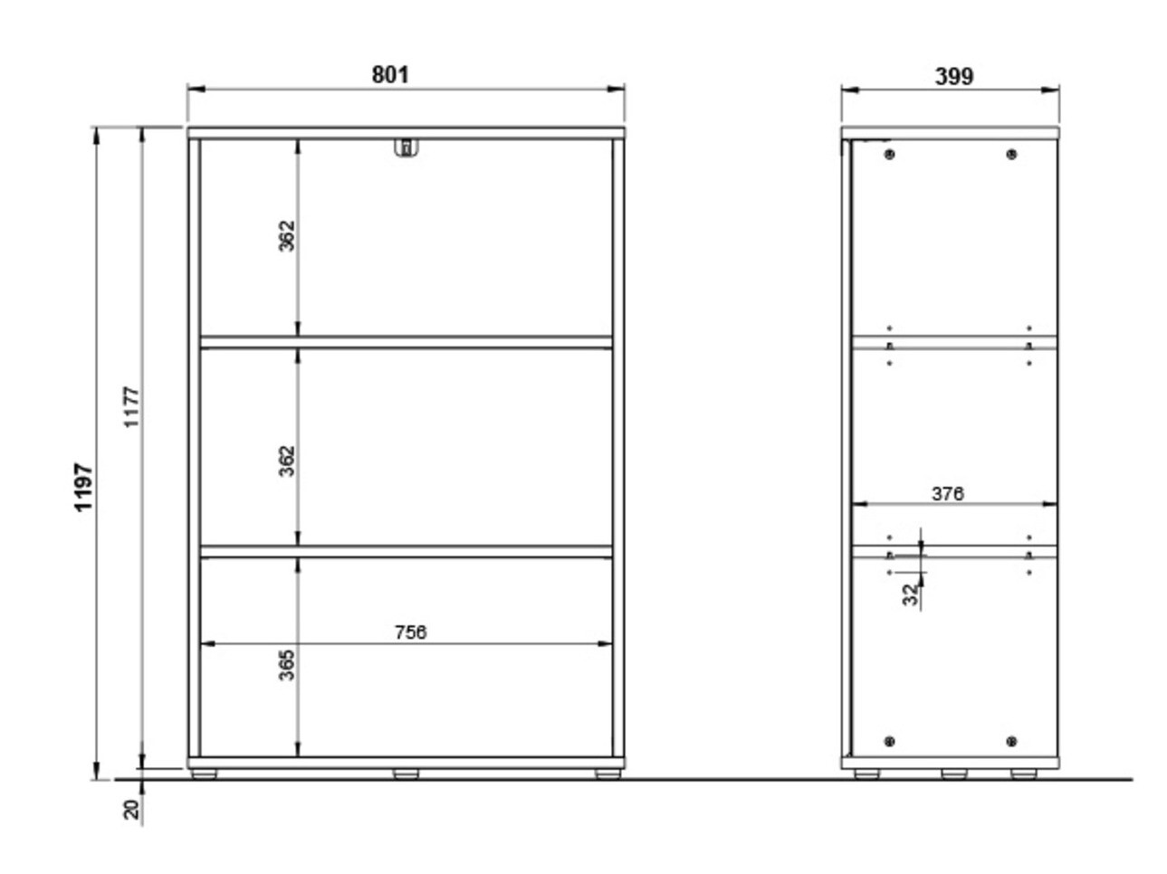 Polica Eliromo 101 (Graphite + Unuk hrast)