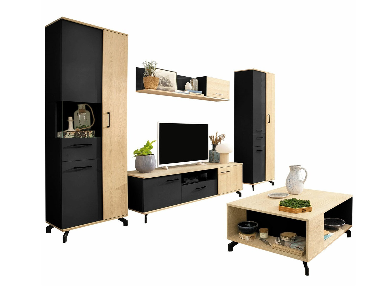 Set za dnevnu sobu Omaha S116 (Crno + Svetli javor)