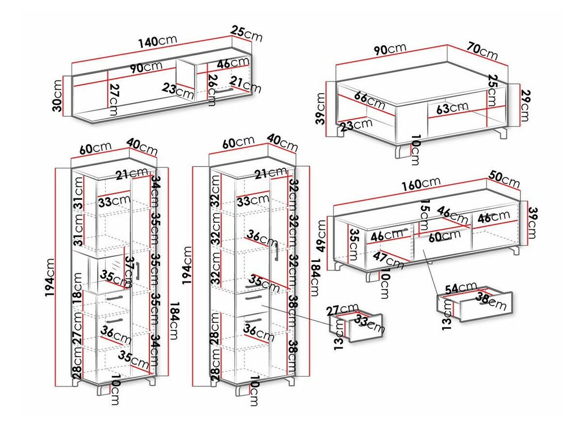 Set za dnevnu sobu Omaha S116 (Crno + Svetli javor)