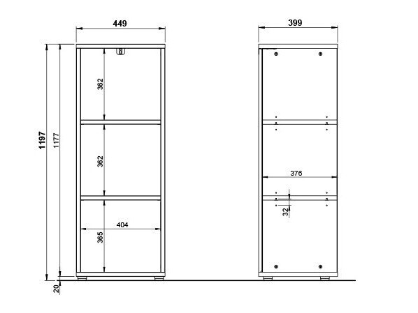 Polica Eliromo 100 (Graphite + Unuk hrast)