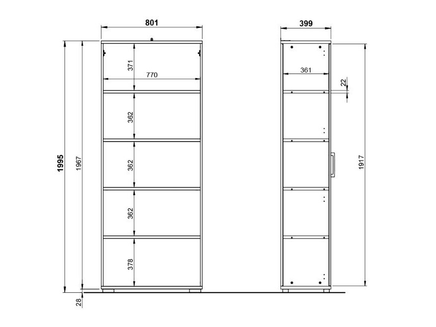 Polica Lartesi 104 (Graphite + Unuk hrast)