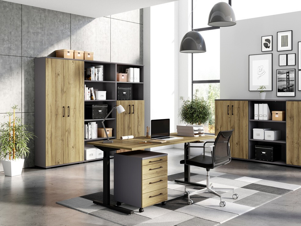 Polica Lartesi 104 (Graphite + Unuk hrast)