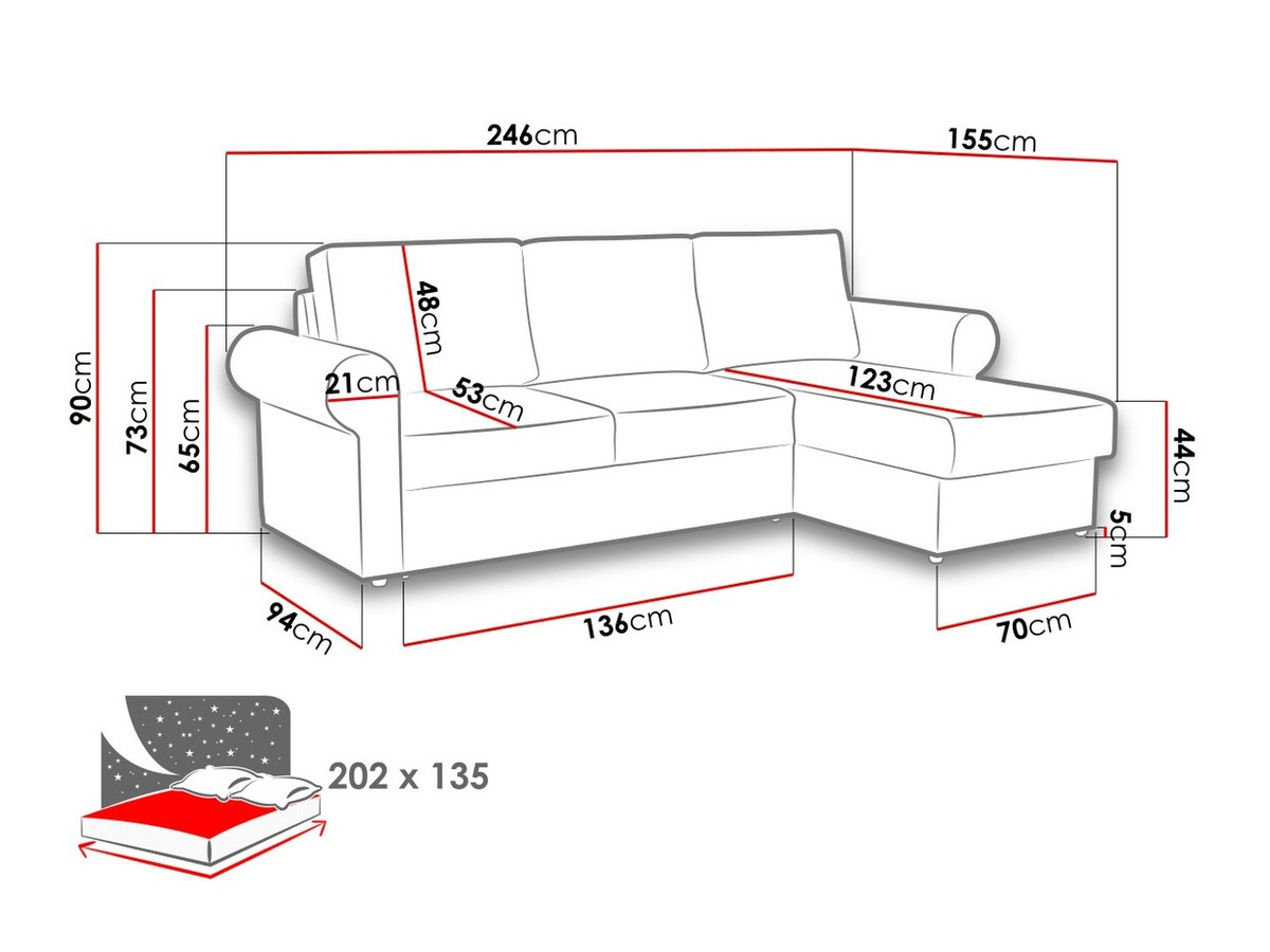 Ugaona sofa Columbus 131 (Paros 05)