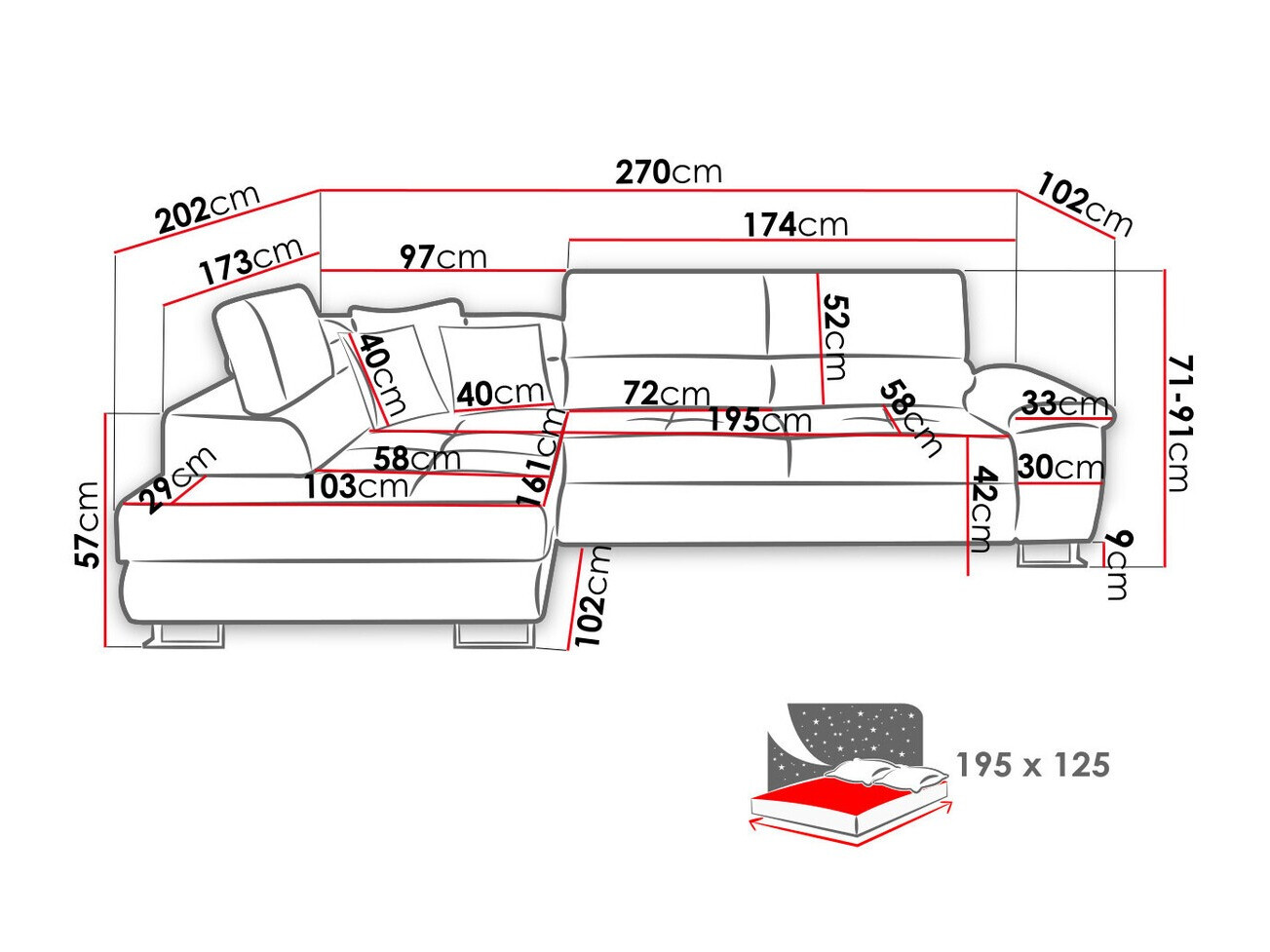 Ugaona sofa Comfivo 166 (Matana 19 + Matana 17)
