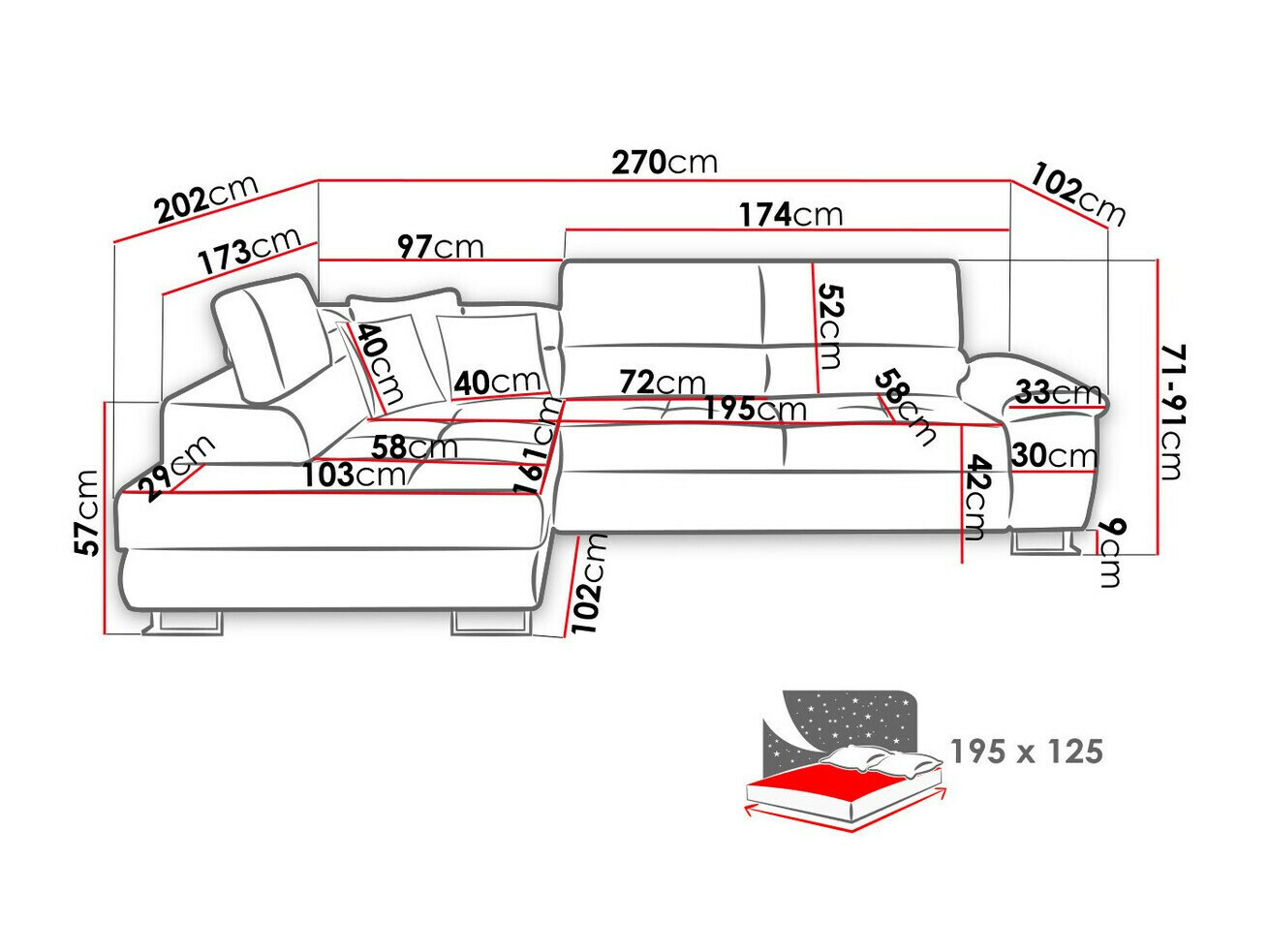 Ugaona sofa Comfivo 166 (Matana 19 + Matana 17)