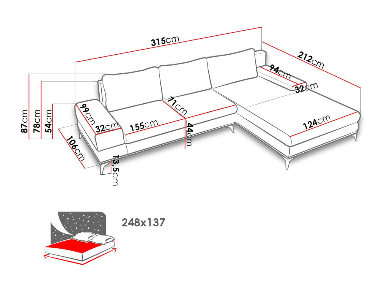 Ugaona sofa Lincoln 136 (Soro 95)