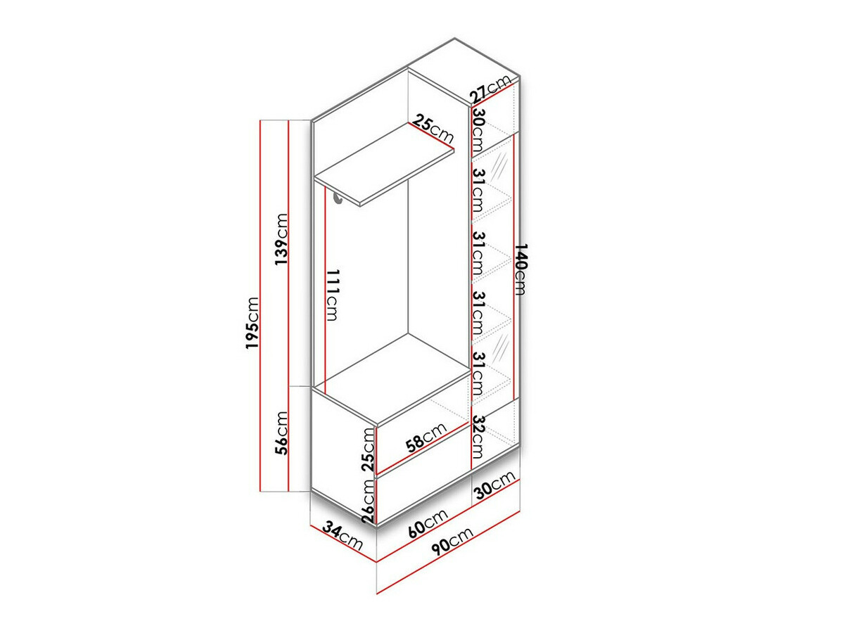 Set za hodnik Lantudo (Belo)