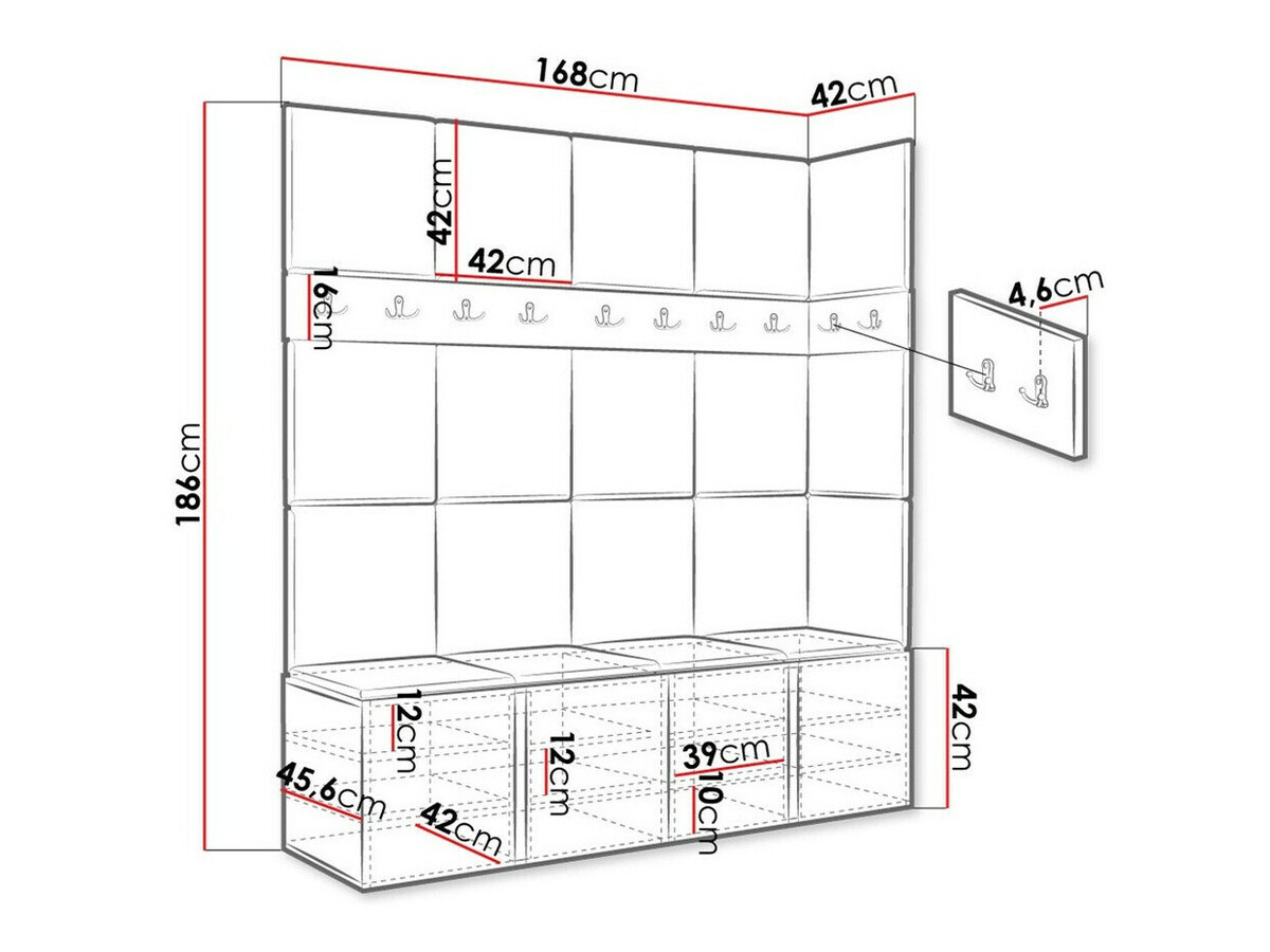 Set za hodnik Hartford 265 (Graphite)