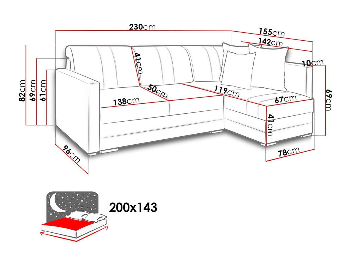 Ugaona sofa Edinburg 100 (Inari 26 + Cayenne 1113)