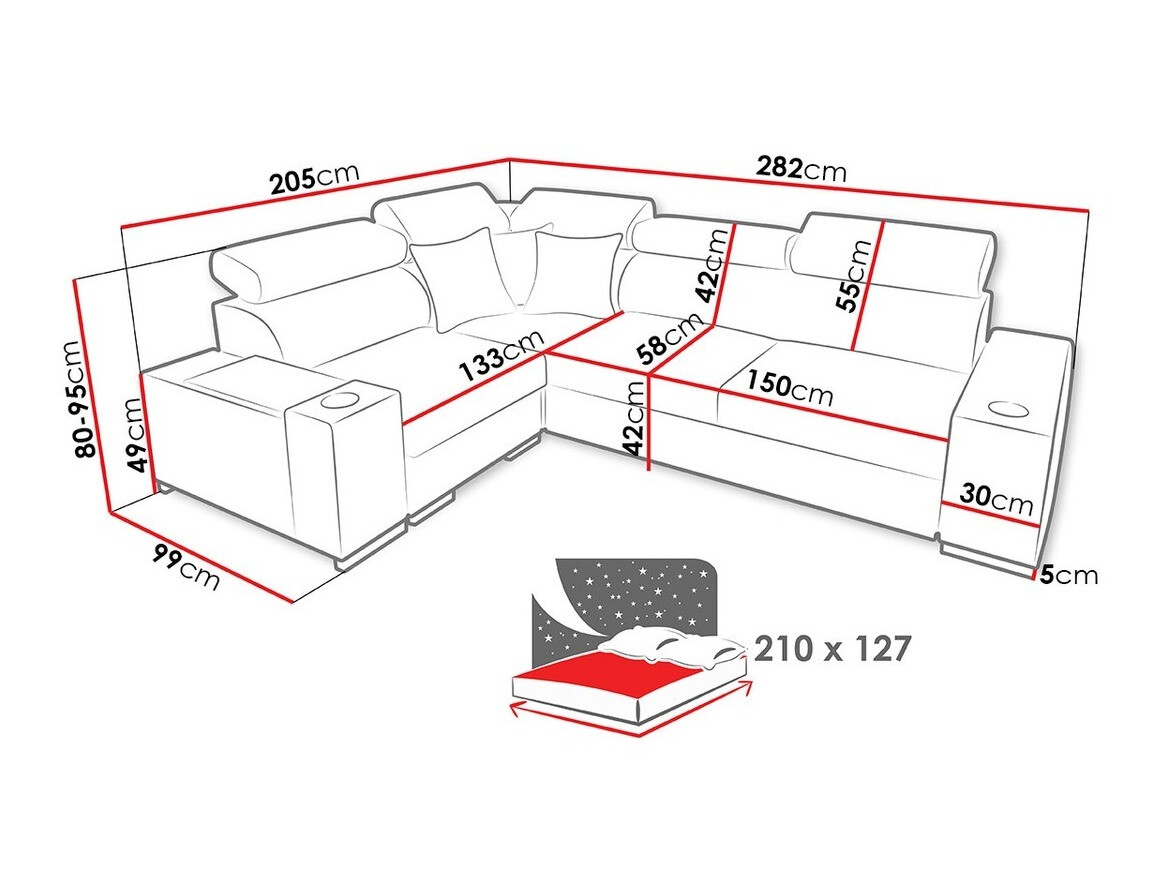Ugaona sofa Pearland 104 (Ekj 01 + Luxo 6601 + Evo 32)