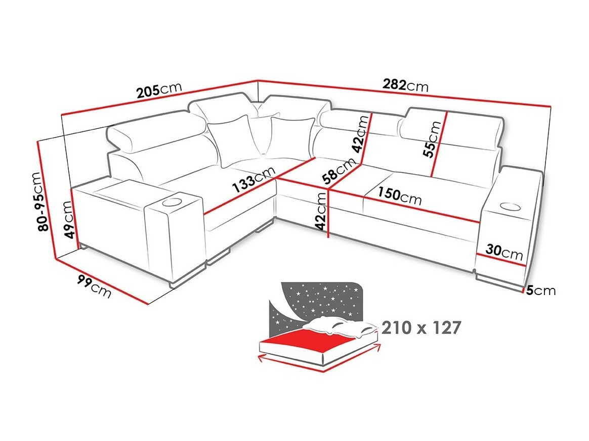 Ugaona sofa Pearland 104 (Ekj 01 + Luxo 6601 + Evo 32)
