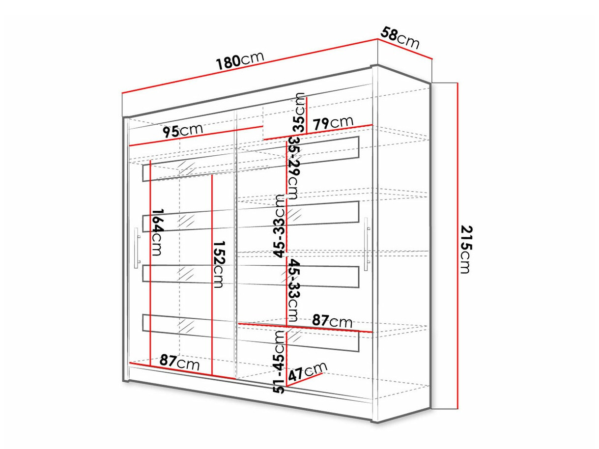 Ormar Closico 156 (Belo + Sjajno crna)
