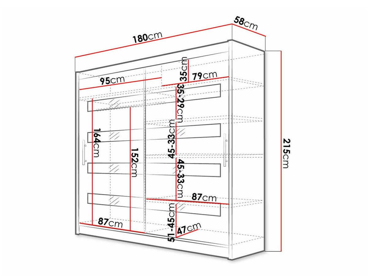 Ormar Closico 156 (Crno + Sjajno belo)