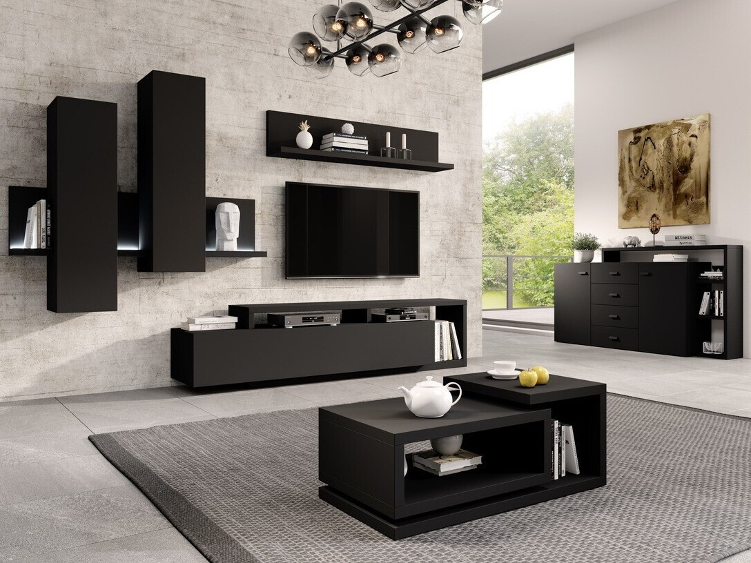 Set za dnevnu sobu Lutiva 100 (Mat crna)