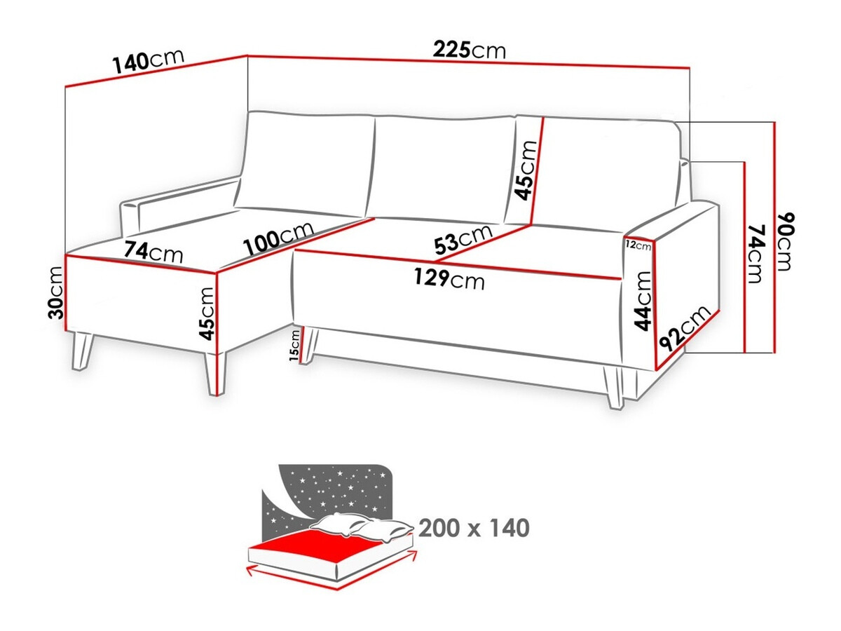 Ugaona sofa Delbene 100 (Moric 06)