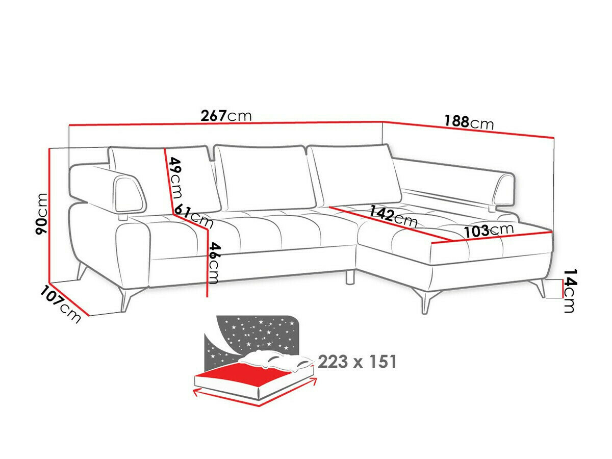 Ugaona sofa Lincoln 154 (Inari 91)