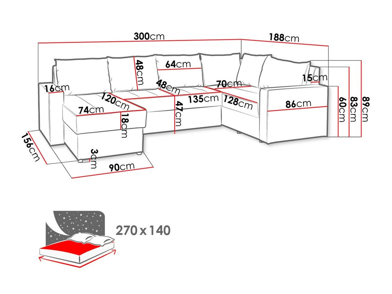 Ugaona sofa Providence 144 (Loca 21)