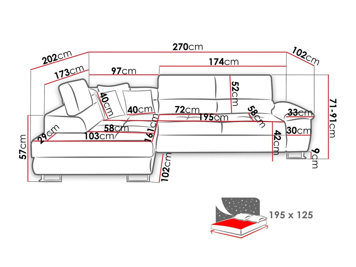 Ugaona sofa Comfivo 290 (Terra 15 + Terra 6)