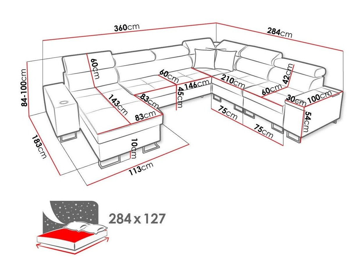 Ugaona sofa Pearland 116 (Levo)