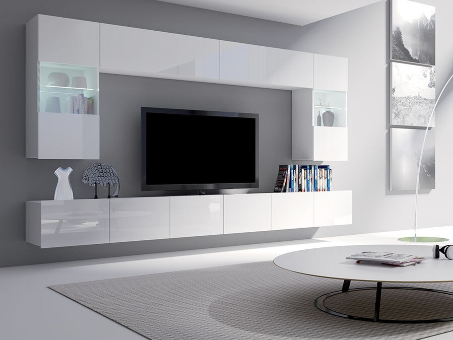 Set za dnevnu sobu Tivdalu 105 (Belo + Sjajno belo)