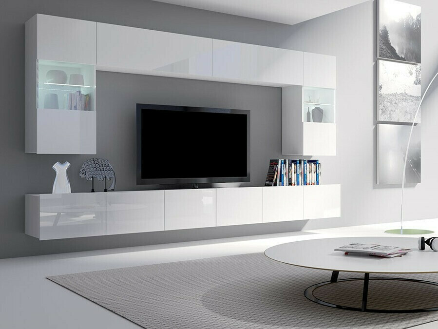 Set za dnevnu sobu Tivdalu 105 (Belo + Sjajno belo)