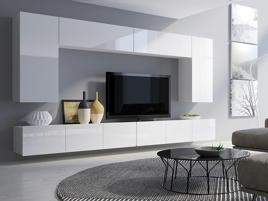 Set za dnevnu sobu Tivdalu 135 (Belo + Sjajno belo)