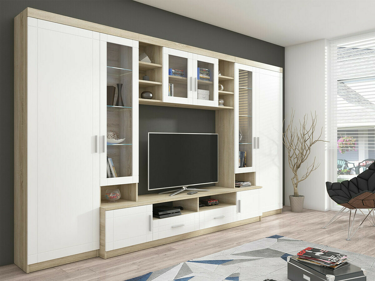 Set za dnevnu sobu Bacces (Sonoma hrast + Belo)