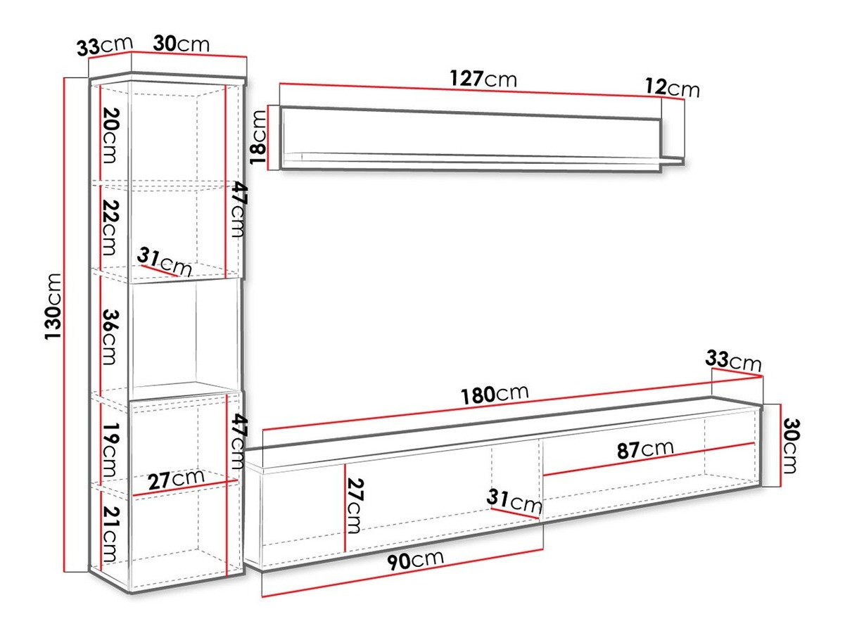 Set za dnevnu sobu Sarasota 130 (Belo + Sjajno belo)