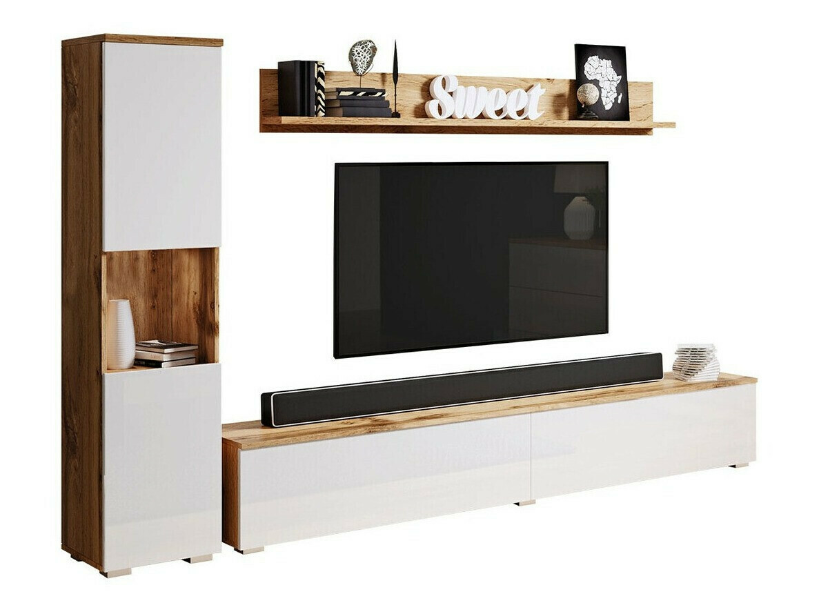 Set za dnevnu sobu Sarasota 130 (Hrast Votan + Sjajno belo)