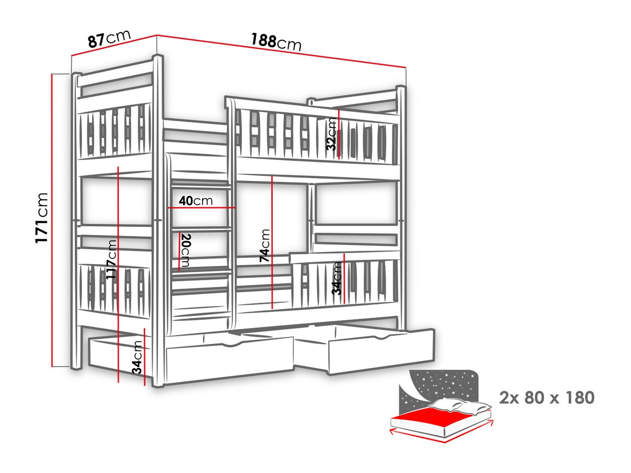 Krevet na sprat Vista 100 (Belo)