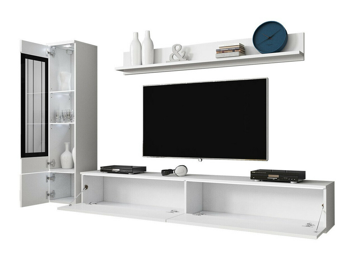 Set za dnevnu sobu Mirfivo 100 (Hrast Votan + Sjajno belo)