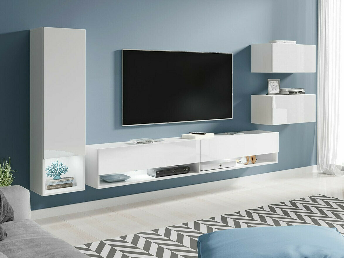 Set za dnevnu sobu Sarasota 124 (Belo + Sjajno belo)