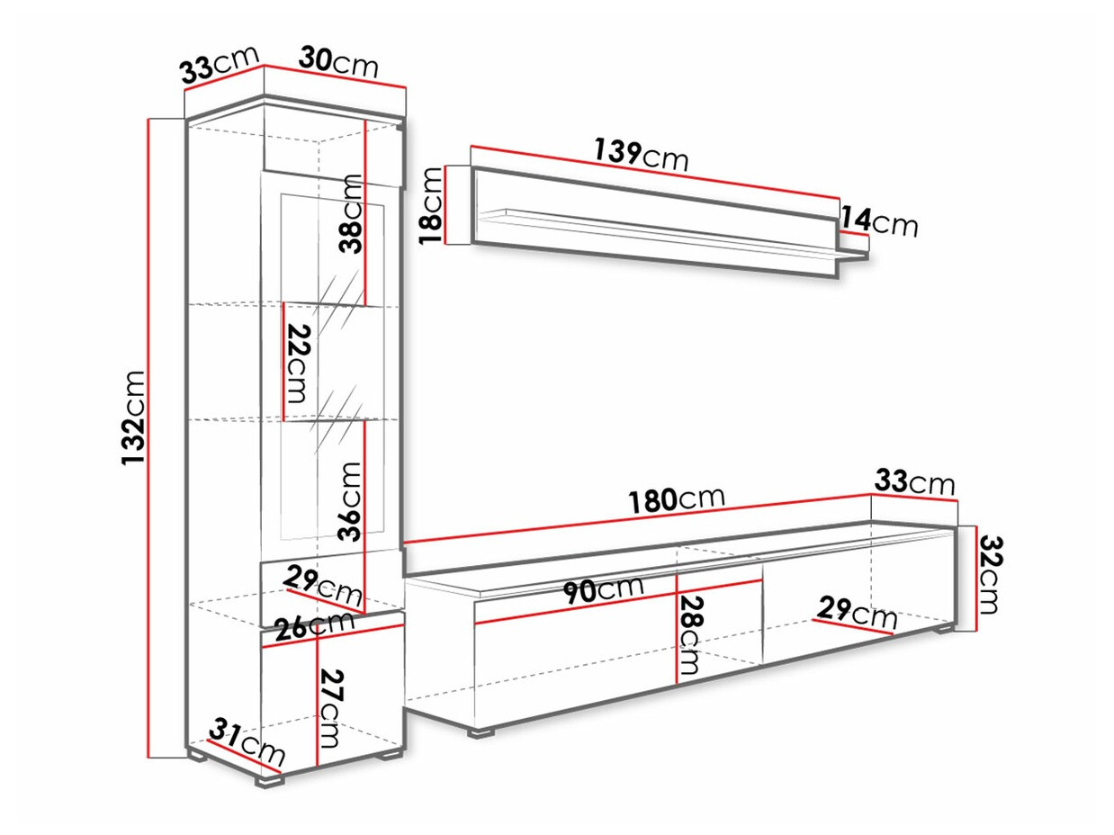 Set za dnevnu sobu Sarasota 125 (Belo + Sjajno belo)