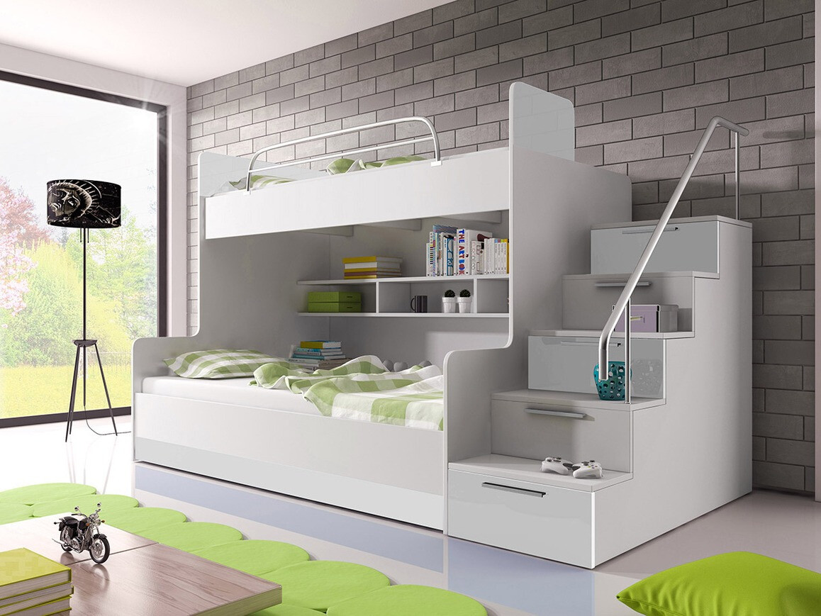 Krevet na sprat Campus (Belo + Sjajno belo)