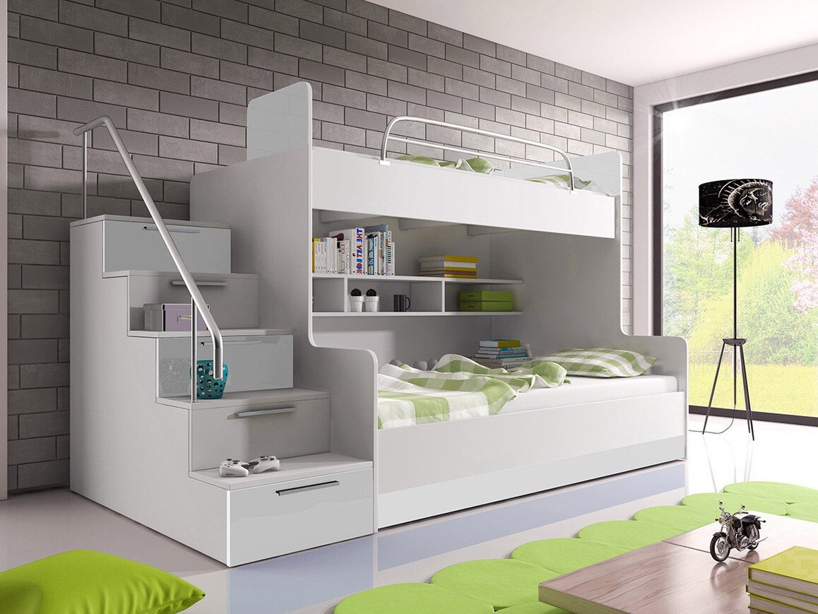 Krevet na sprat Salmere 111 (Belo + Sjajno belo)