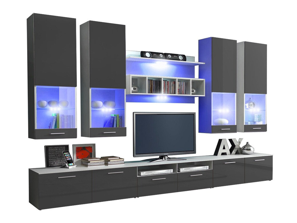 Set za dnevnu sobu Nashville 107 (Belo + Sjaj siva)