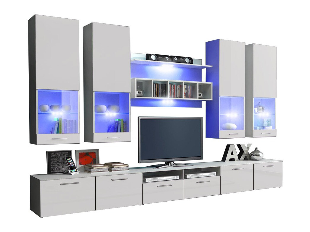 Set za dnevnu sobu Nashville 107 (Belo + Sjajno belo)