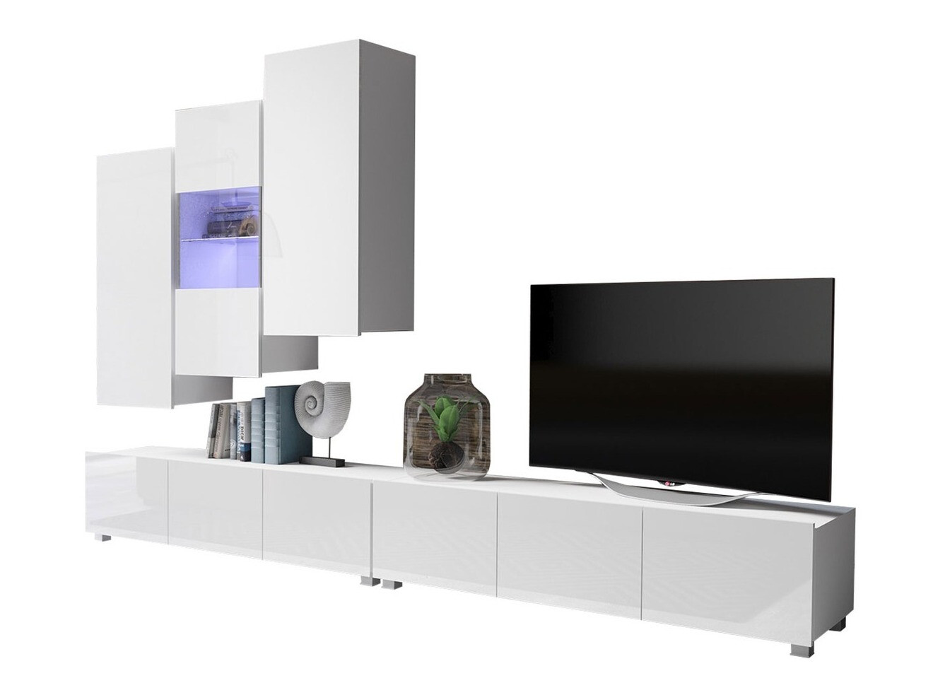 Set za dnevnu sobu Remus XVII (Belo + Sjajno belo)