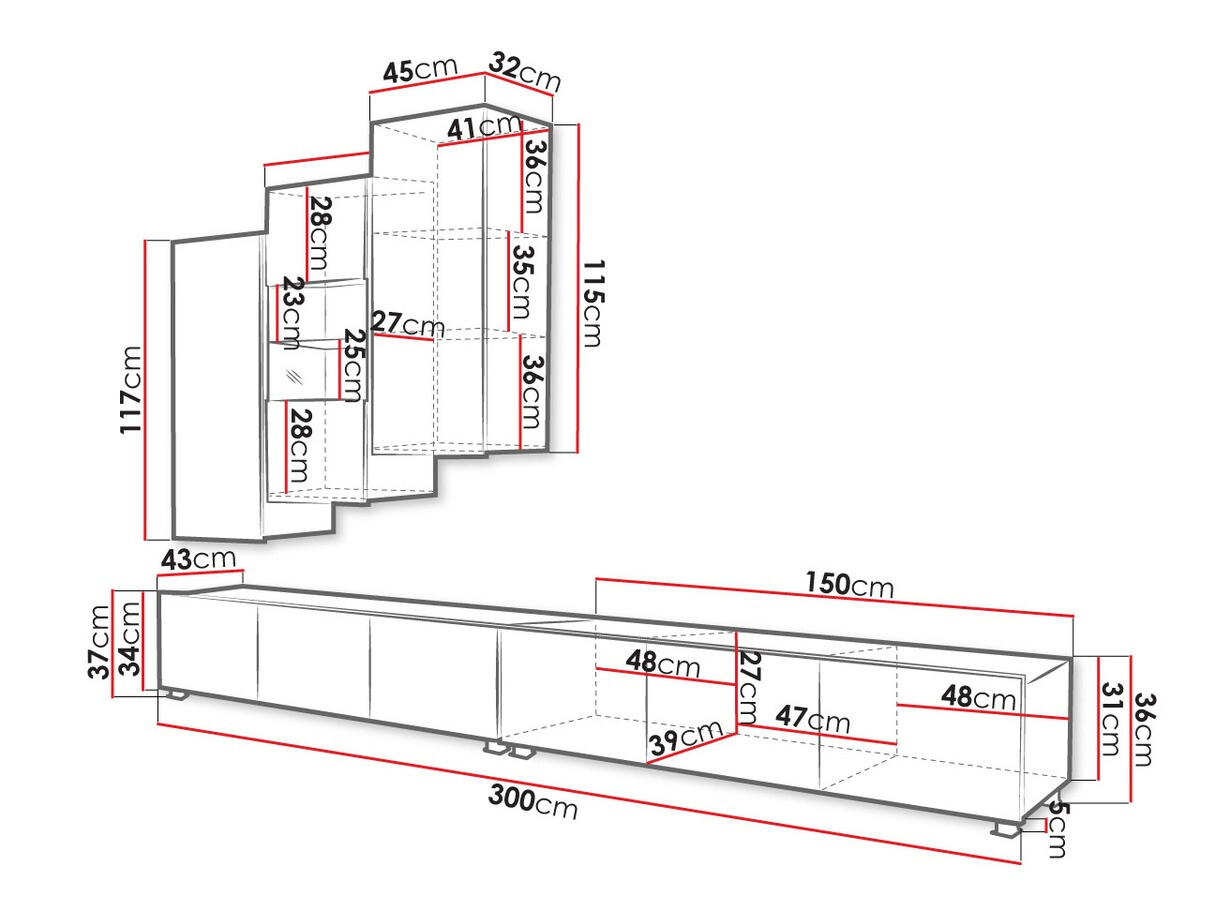 Set za dnevnu sobu Tivdalu 133 (Crno + Sjajno crna)